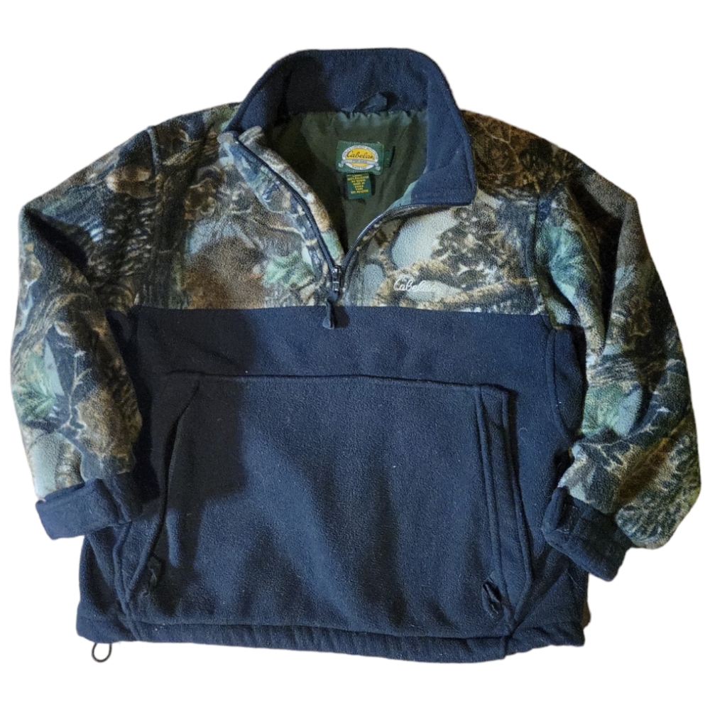 Cabela's For Kids Sz M Camouflage Black Solid Zip Pockets Cinch Jacket Coat